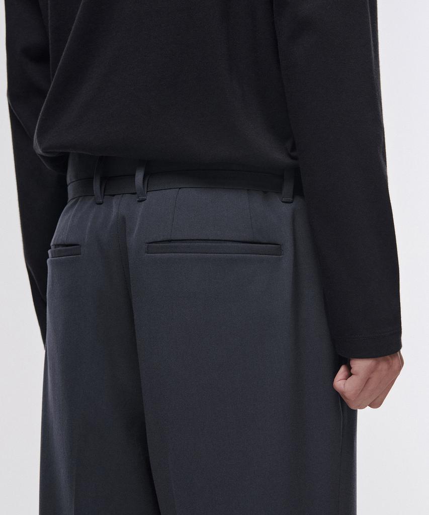 Musinsa Standard Narrow Belt One-Pleat Wide Slacks [Iron Gray]