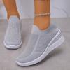 Women's Wide Width Crystallized Slip-On Sneakers - Round Toe Low Wedge Casual Shoes, Fashion Comfort Flats