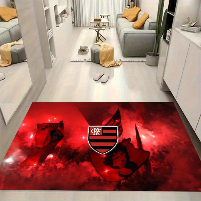 Flamengo FC Crest Red Smoke Stadium Fans Print Area Rug Brazilian Soccer Fan Non Slip Rectangular Floor Mat Gaming Room Home Decor Rug
