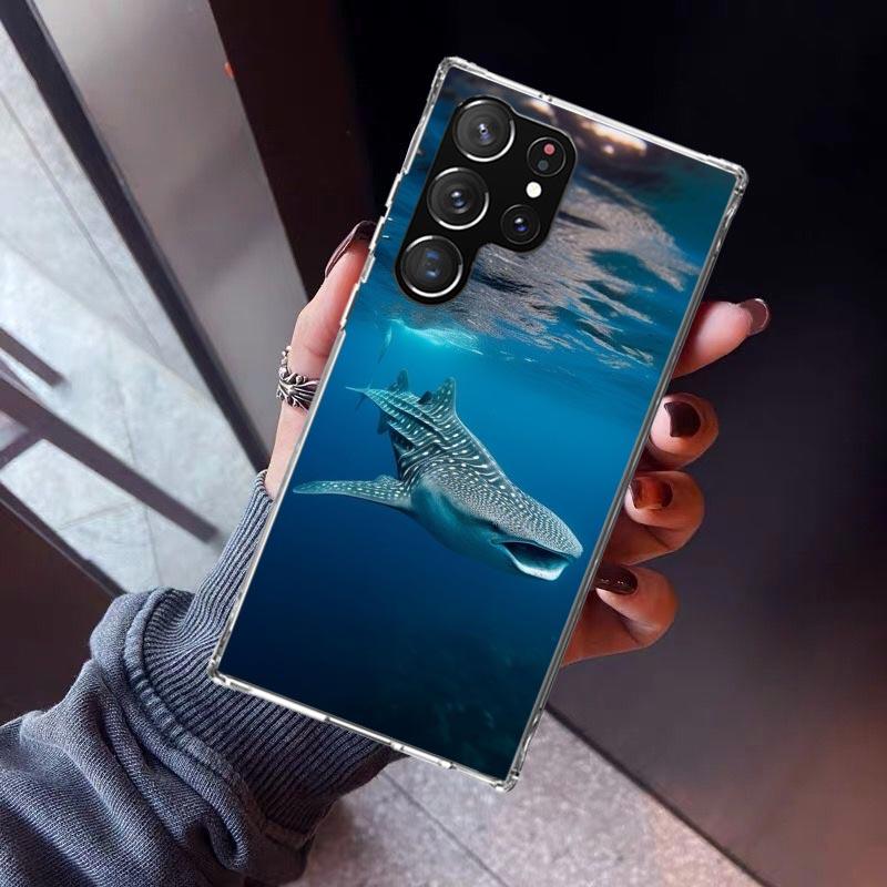 Ocean Whale Shark Phone Case For Samsung Galaxy S23 S24 S25 Edge S26 Ultra S22 + S21 Plus S20 FE Cover Silicone Print Shell Gala