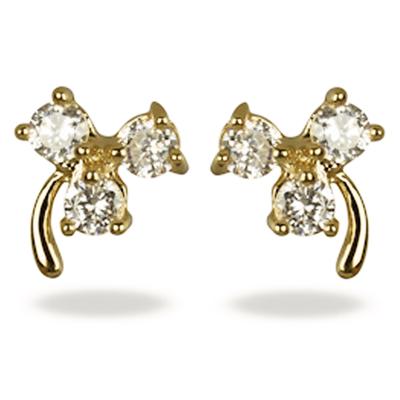 [Q8210] - Gold Plated Earrings 'Clovers' White Gold - 10x7 Mm
