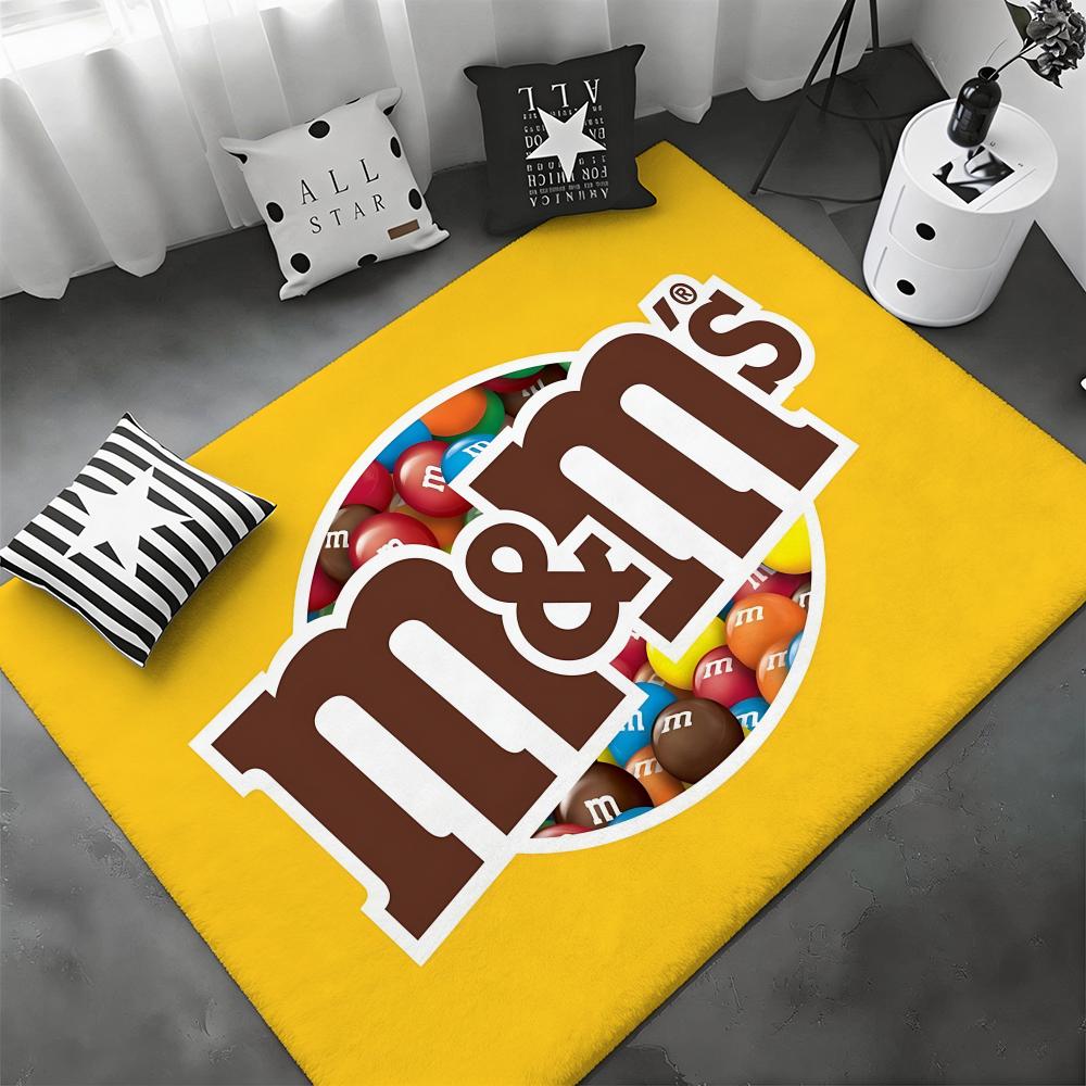 Iconic Candy Brand M-M&Ms Floor Mat Soft Thickened Flannel Door Mat Non-Slip Living Room Rug Home Decor