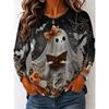 Damen Herbst und Winter 3D-bedrucktes Rundhals-Langarm-T-Shirt