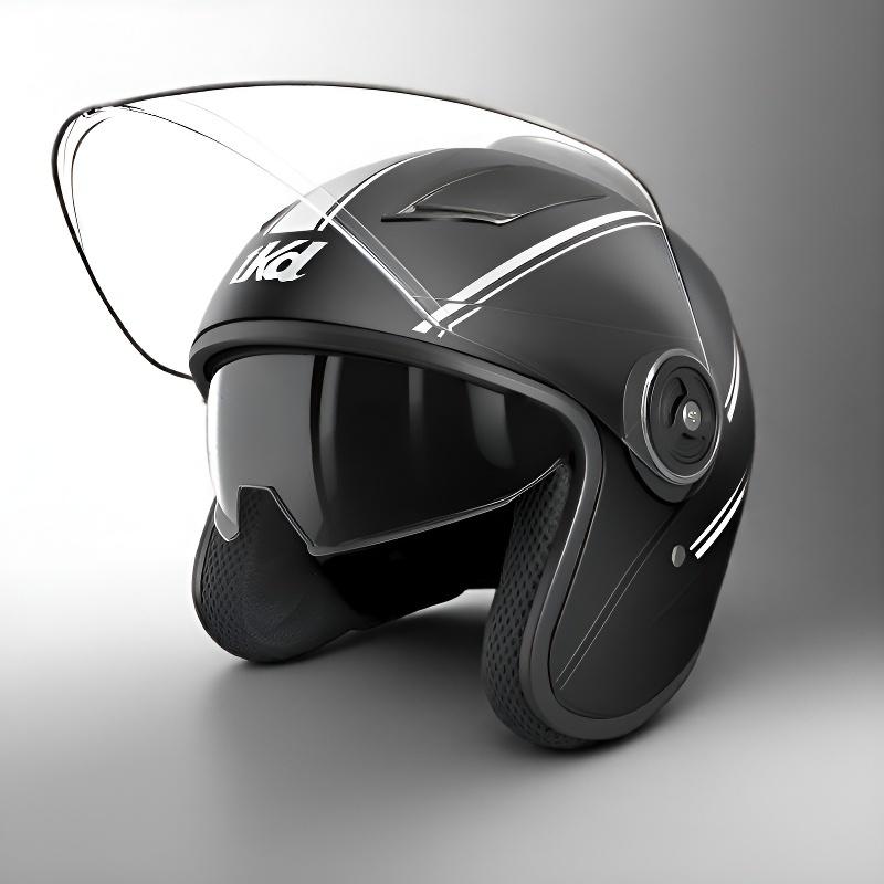 Vintage motorcycle helmet with dual lenses and multifunctional safety helmet for men and women