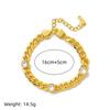 European Stainless Steel Hip Hop Bracelet & Necklace Set with Gold-Plated Zircon Inlay