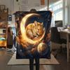 Animals Sleeping Clouds Moon Print Flannel Blanket,High Quality Comfortable for All Seasons,Home Decor,Warmth and Comfort,Perfect for Christmas Gifts