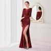 Sequined Split Evening Dress Women's New Celebrity Birthday Party Host Hip-wrapped Car Model Sexy Slim Dress