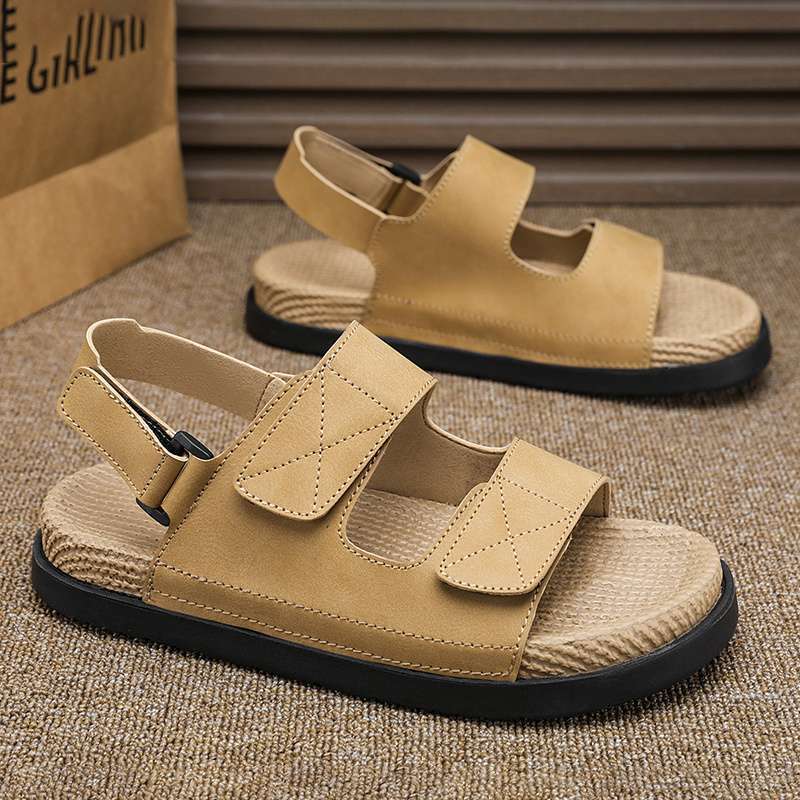 

Мужские летние сандалии, нескользящие и дезодорирующие, для приморского отдыха, занятий спортом на открытом воздухе, пляжная обувь на платформе, мужские мягкие подошвы не утомляют 44 жёлтый