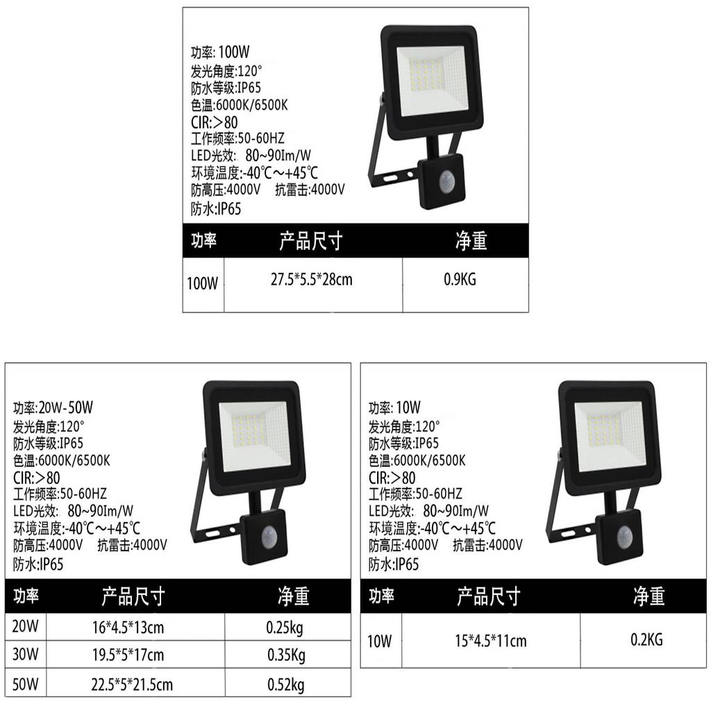 Pir Body Sensor Led Flood Light With Auto Motion Detection For Outdoor Security