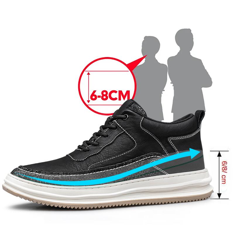 Scarpe da ginnastica da uomo con rialzo, scarpe con rialzo per uomo, solette da 8 cm, casual, in vera pelle, sportive, con rialzo, scarpe alte