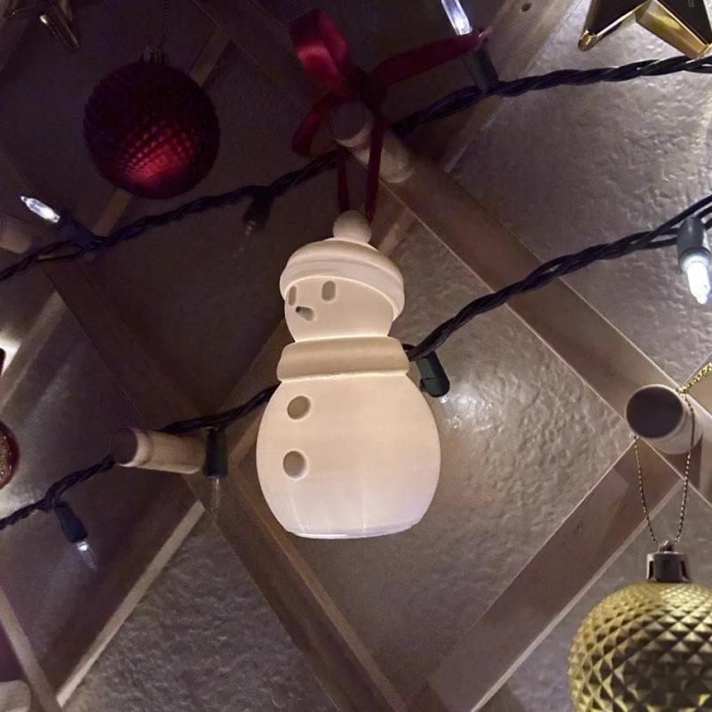 3D Printed Christmas Snowman Night Light Decoration - Festive Gift Ornament