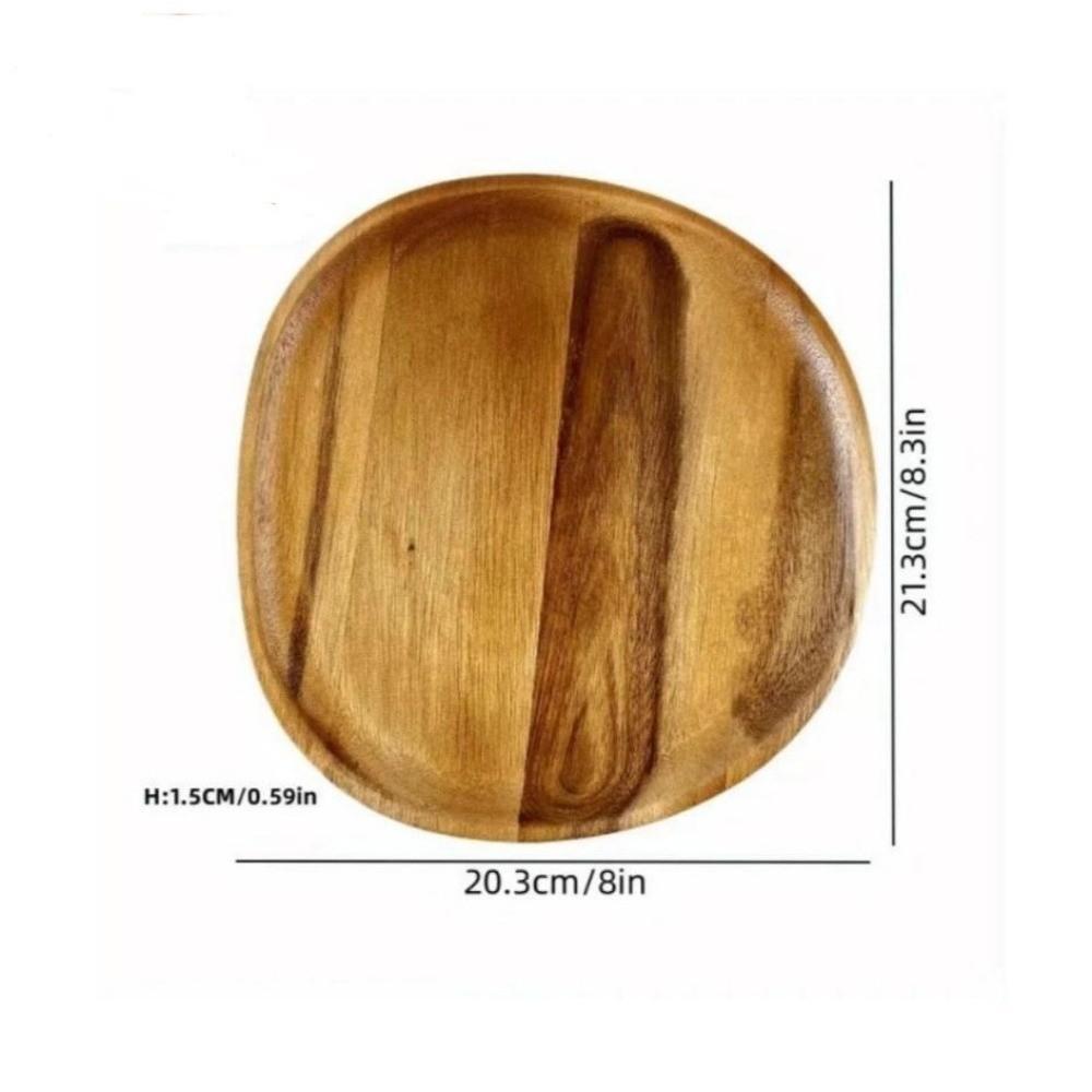Solid Wood Dessert Plate Japanese Style Irregular Wooden Tray Plate Tableware Heat Resistant Dried Fruit Snack Plate Cafe Use
