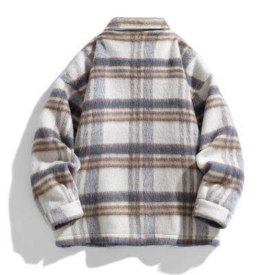 Autumn New Plaid Coat Feeling American Retro Couple Jacket Simple and Casual