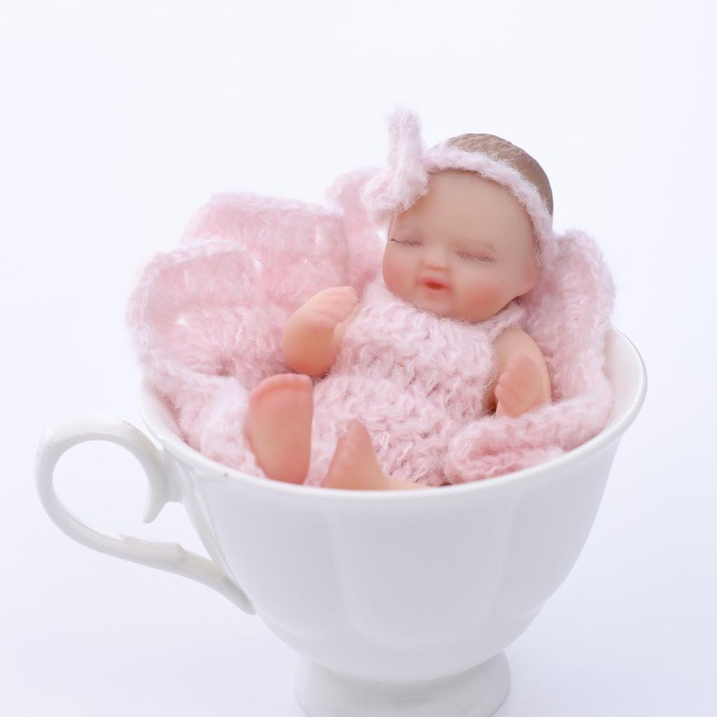 Cloveray 5-inch (12cm) Reborn Doll, Silicone, Full Body, Realistic Baby Doll, for Collection, Gift & Art (Pink)