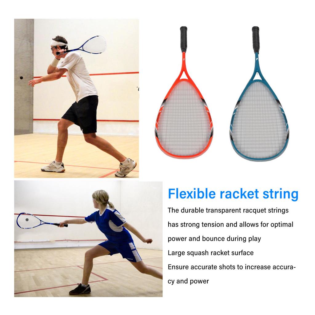 Squash Racket Carbon Aluminium Alloy Integrated Lightweight Sports Beginner Squash Racket Set for Gym School Playgrounds Blue