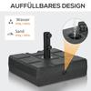 Parasol stand, fillable up to 40 kg, parasol stand with handle, square, parasol holder, black