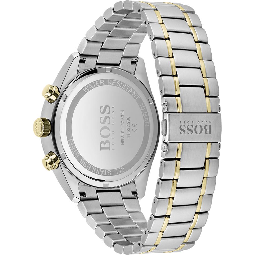 Hugo Boss 1513878 Men's Watch Silver/Gold Strap Green Dial 44 Mm + Box