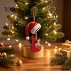 Unique Christmas Gift Red Guitar Ornament, 2D Flat Acrylic Hanging Pendant with Durable Holiday Decoration Santa Hat, Country Music Tree Decoration,