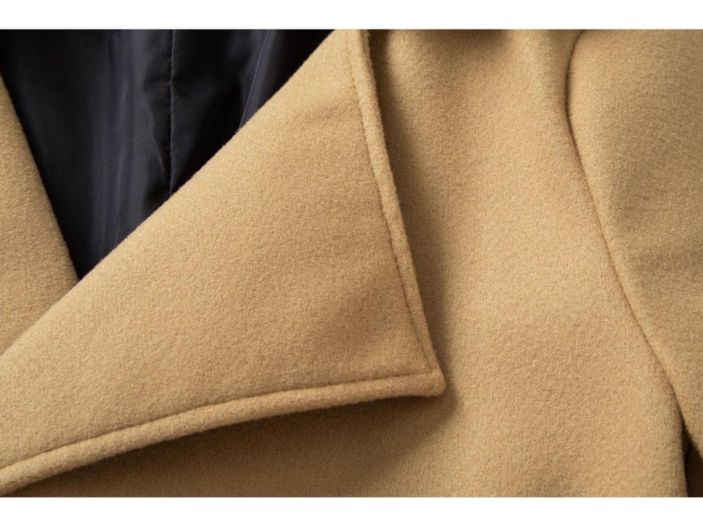 Neuer Herbst/Winter Europäischer & Amerikanischer Herren Zweireihiger Mittellanger Woll-Trenchcoat
