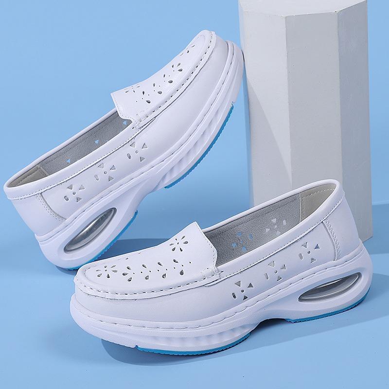 Scarpe da infermiera donna estate pelle suola spessa suola morbida traspiranti lavoro scarpe mediche in stock