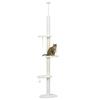 Cat Scratching Tree, Floor-to-Ceiling, 3 Platforms, 2 Balls, 48 X 32 X 225-255 Cm, White
