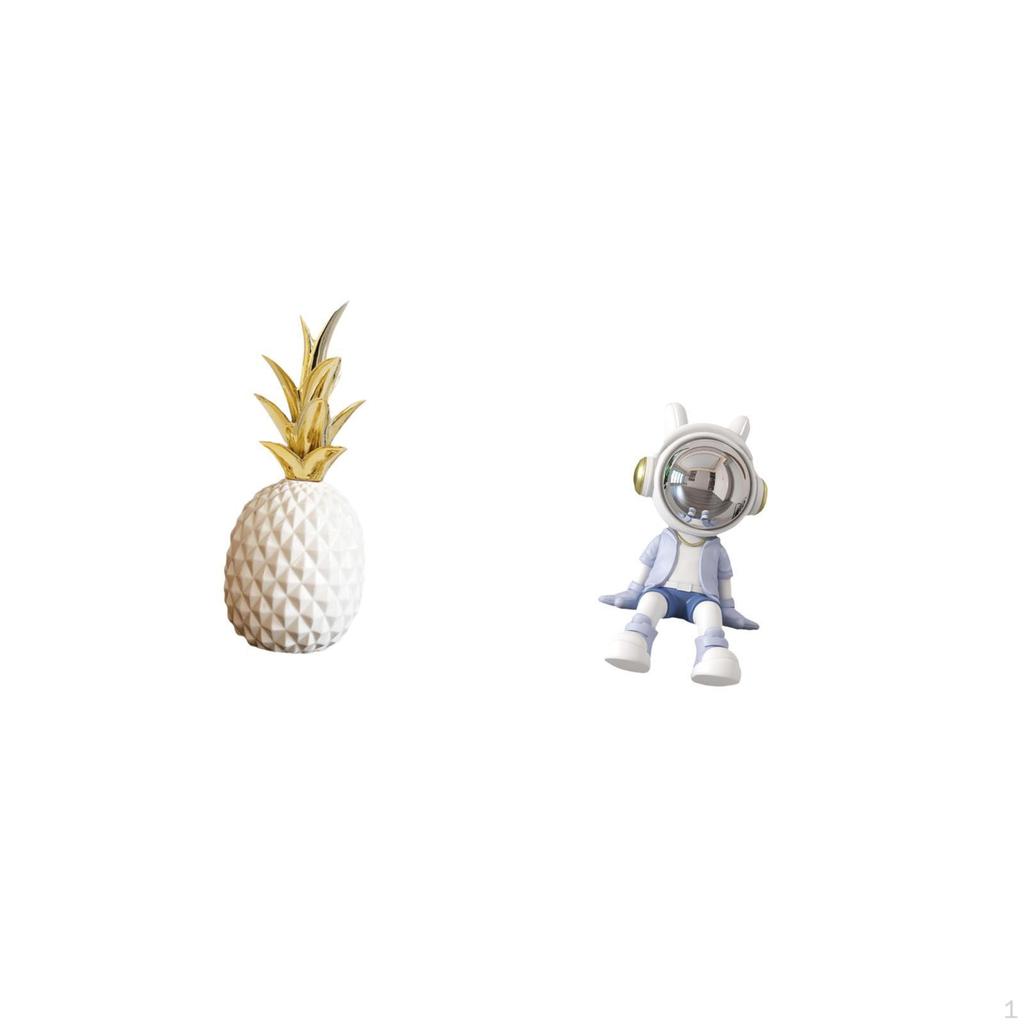 Pineapple Astronaut Decorative Sculpture Artificial Figurine Ornament for Bedroom Bookshelf Tabletop