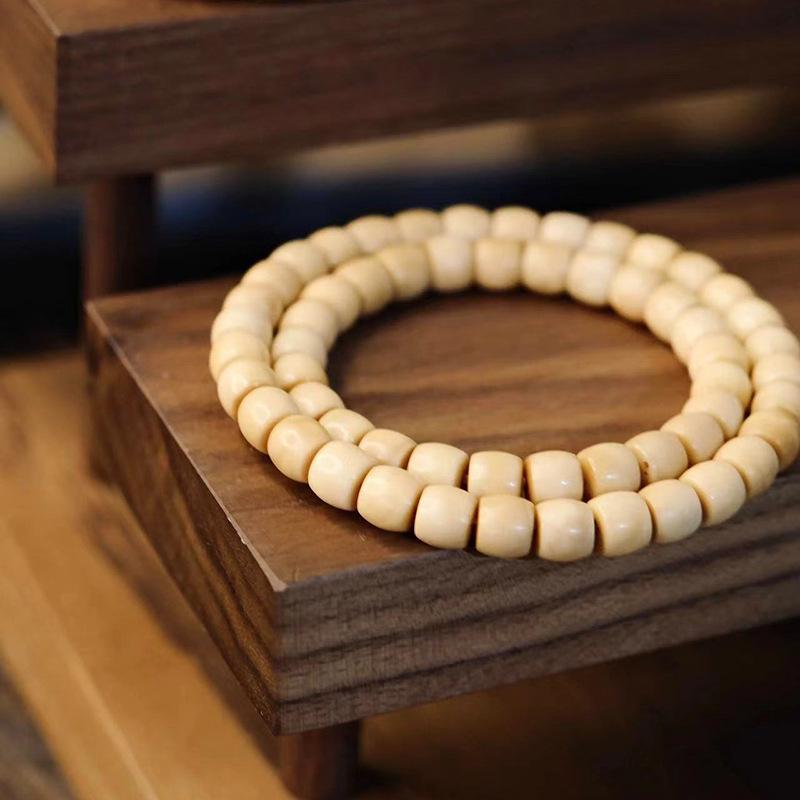 Drage Rygg Bodhi Bønneperler Armbånd - Utkåret Dragebein Original Frukt, 108 Perler for Menn og Kvinner