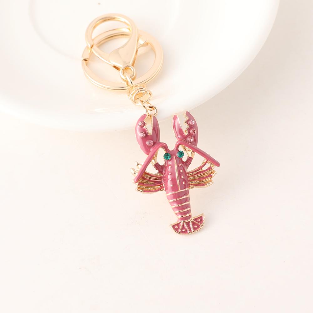 Nieuwe Kreeft Kristal Strass Zee Dieren Emaille Ambachten Cadeau Aquarium Souvenir Tas Hanger white