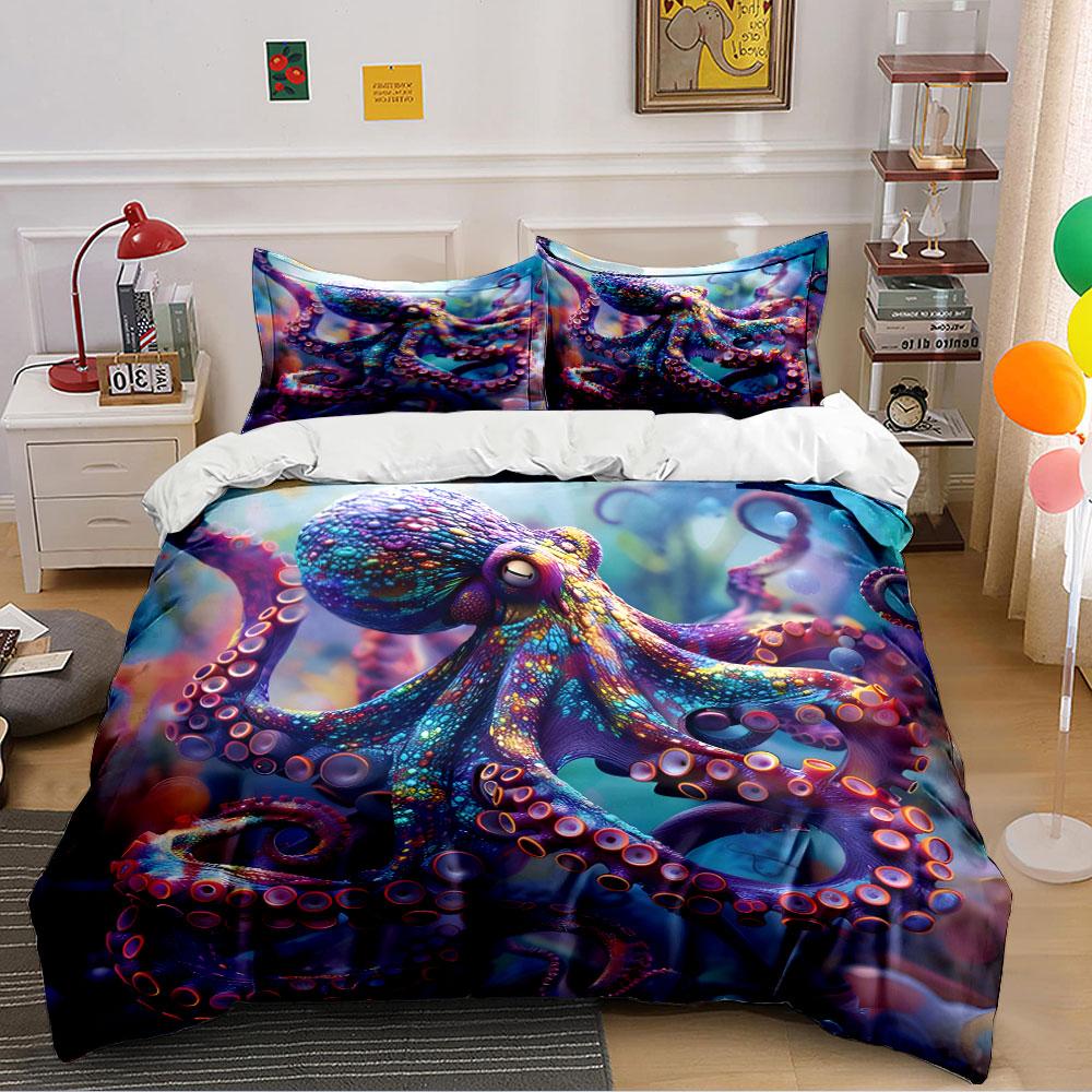 Colorful Octopus 3-Piece Set Bedding Duvet Cover Set Duvet Cover Pillowcases (1 * Duvet Cover 2 * Pillowcases, without duvet insert)