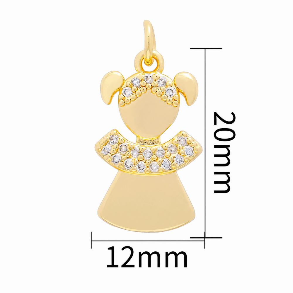 Brass Base Brass Pendants 18K Gold Plated Cubic Zirconia Pendants Micro Pave Charms Jewelry Gift 10