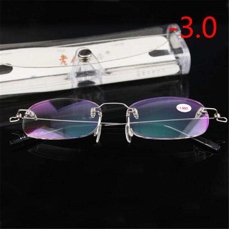 

Rimless Metal Material Frame Nearsighted Glass Ultralight Boxed Shortsighted Myopic Eyeglasses Women Men -1.0 -1.5 -2 -2.5 -3 -3.5 -4.0