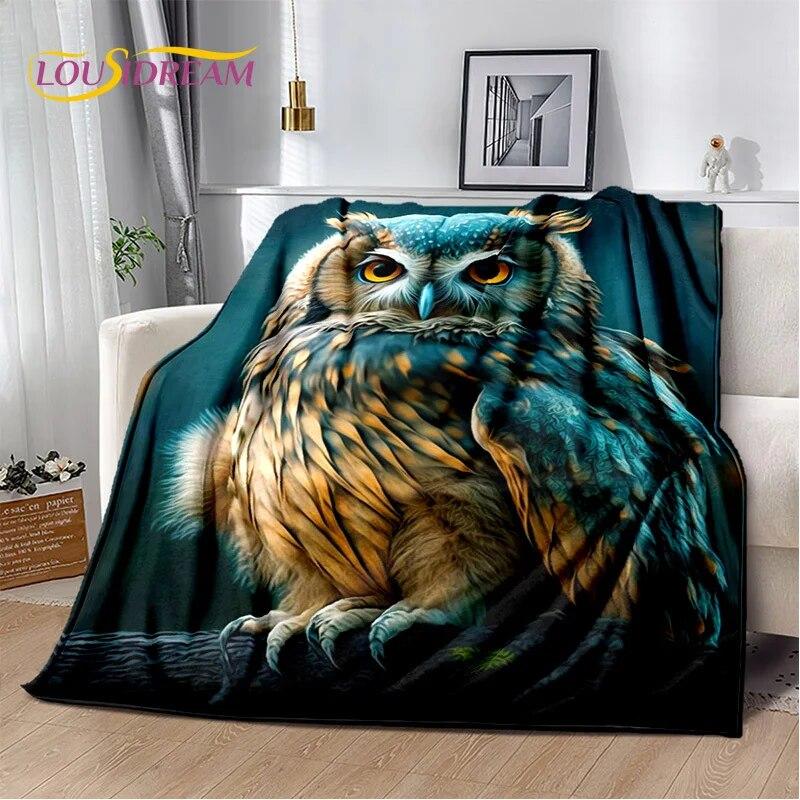 HD süße bunte Eulen-Cartoon-Decke, weiche Überwurfdecke für Zuhause, Schlafzimmer, Bett, Sofa, Picknick, Reisen, Büro, Ruhebezug, Decke für Kinder