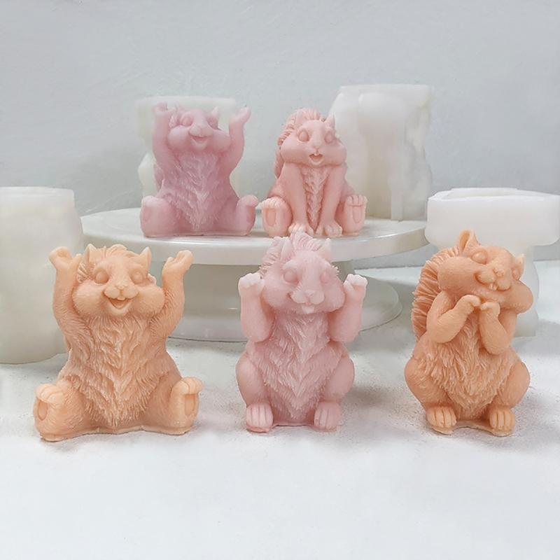 Creative Squirrel Silicone Candle Mold Squirrel Shape Ornament Moulds Silicone Craft Molds Silicone Texture for Crafting