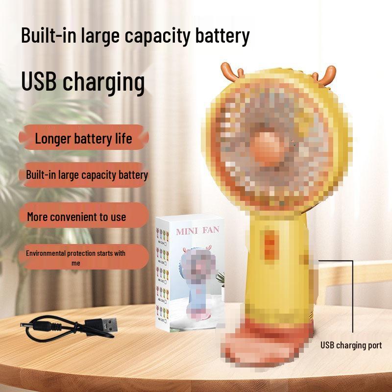 2024 Portable Cartoon USB Handheld Fan with Phone Stand