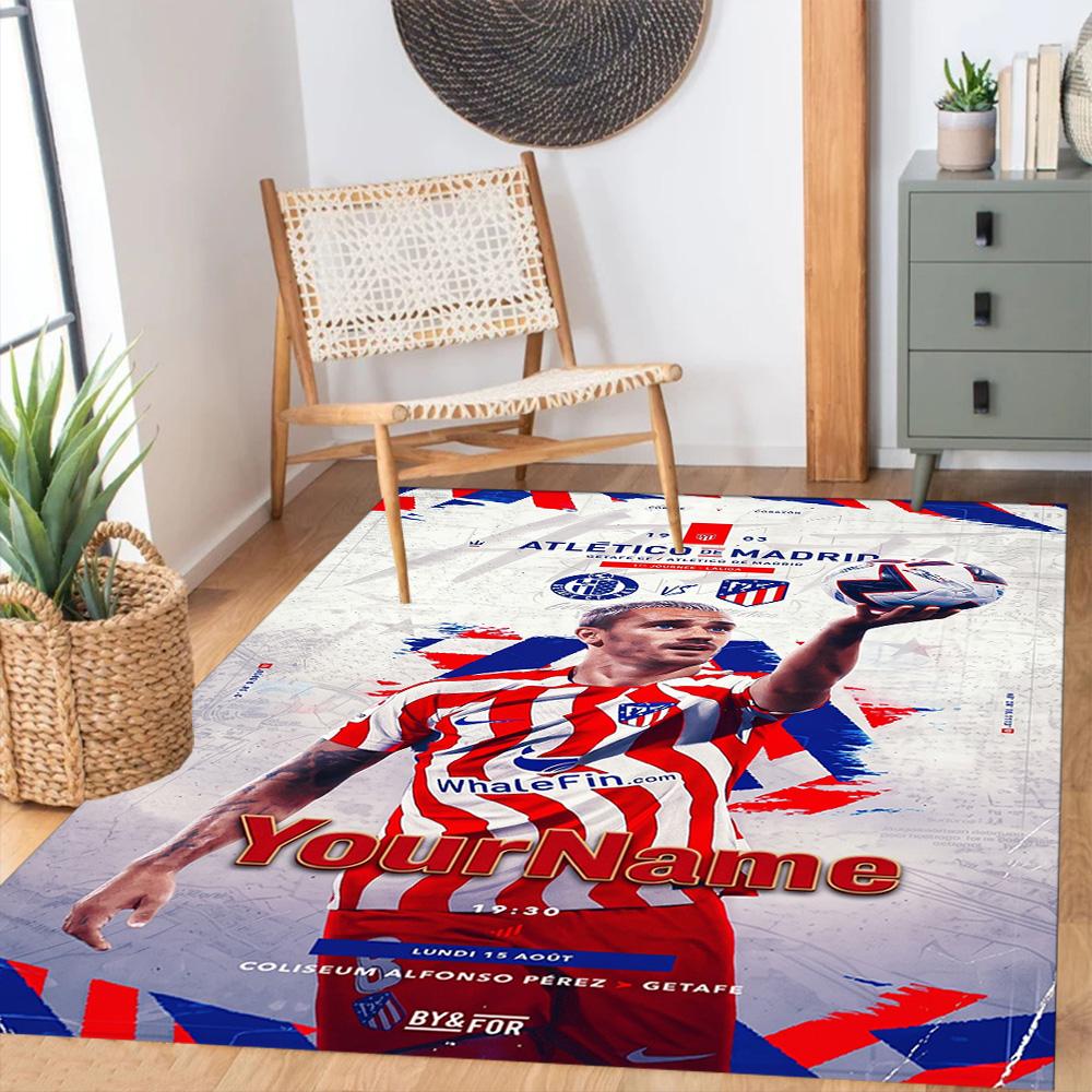 Atletico Madrid Personalized Text Floor Rug Office Rug Suitable for Entryway Balcony Kitchen Playrooms Anti-slip Rug Office home decor