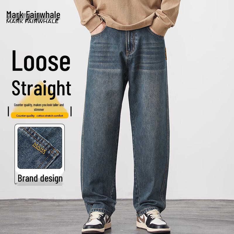 Mark Fairwhale Men's Loose Straight-Leg Denim Workwear Jeans