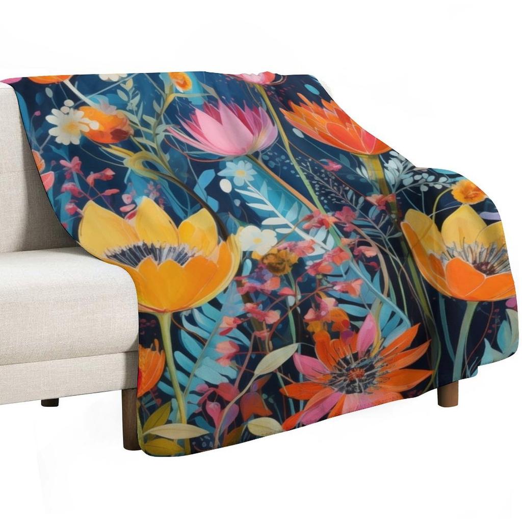 Wild Flowers 2 Throw Blanket Fuzzy Plush Throw Blanket for Sofa Chair