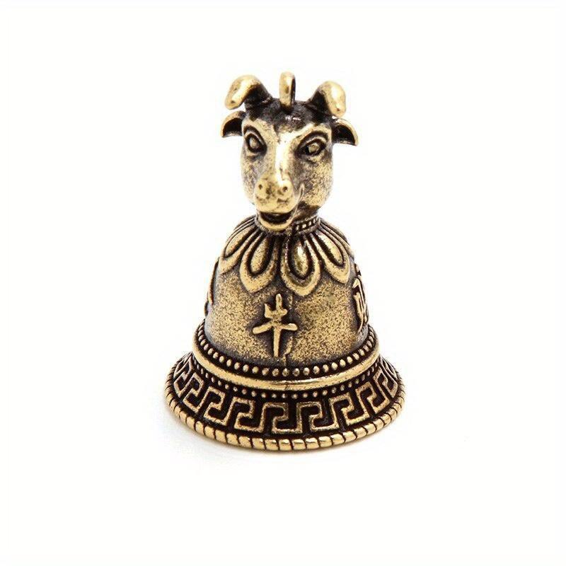 1pc Brass Chinese 12 Zodiac Animals Heads Bell Keychain Pendants Jewelry Vintage Copper Feng Shui Car Key Chain Hanging Keyring Gift