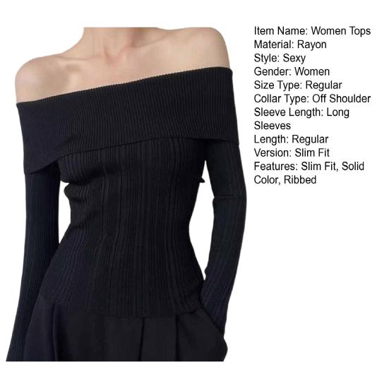 Topuri de tricotat pentru femei, sexy, cu un umăr, cu mânecă lungă, pulovere, bluză, culoare uni, ținute zilnice