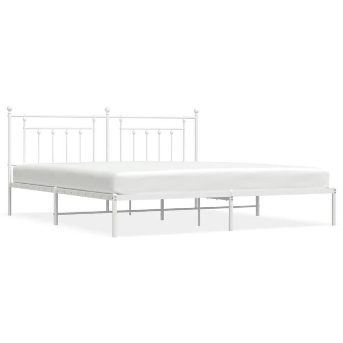 VidaXL Cadre de lit métal avec tête de lit blanc 200x200 cm 353593
