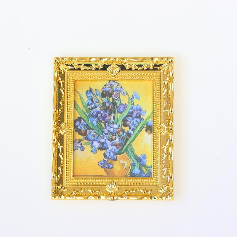 1Pcs Doll House Wall Mural Ornaments 1:12 Scale Dollhouse Oil Painting Vintage Character Landscape Picture Mini Photo Frame