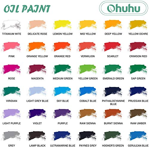 Ohuhu Oil Paint Set, 36 Colors, Oil Paints, Painting Supplies, Beginners, Adults, Boys, Girls, 12ml