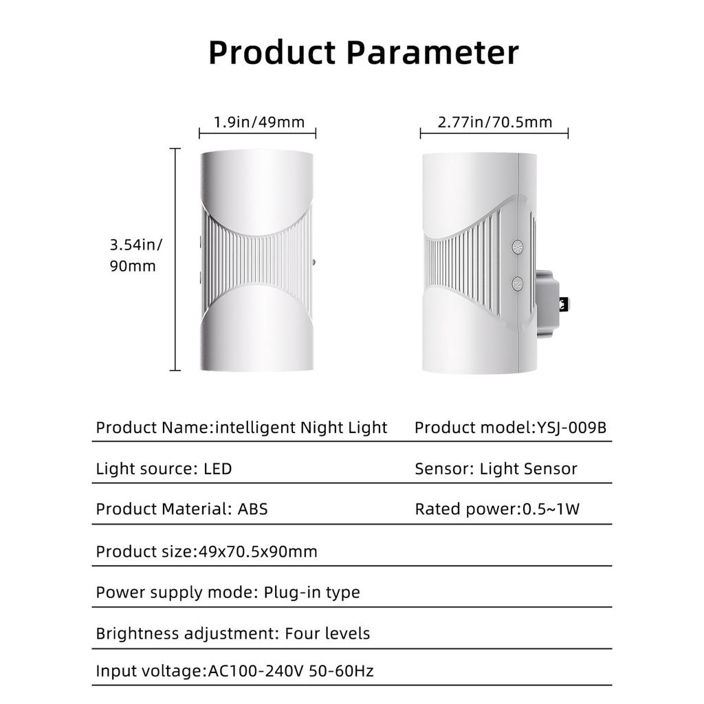 2pcs Plug-in Night Light with 1-150lm LED Night Lights Dimmable Nightlights for Hallway Bedroom Stairway Bathroom Elderly