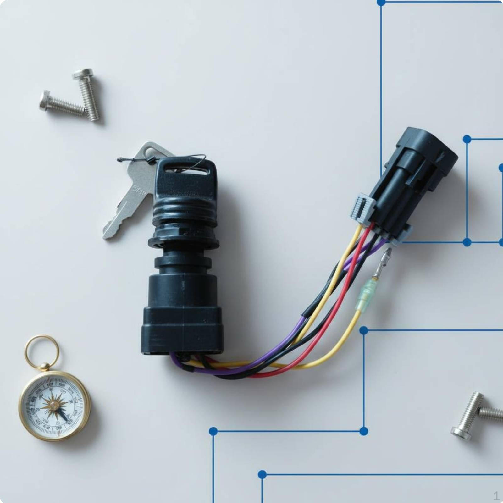 Marine Engine Key Switch Assembly Direct Replacement Ignition 12V Boat Motor