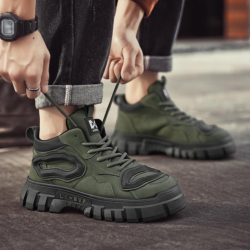 New Fashion Autumn And Winter Men's High Top Martin Boots Students Male Boys Trending Soft Sole Work Shoes Labor Protection Martin Sneakers