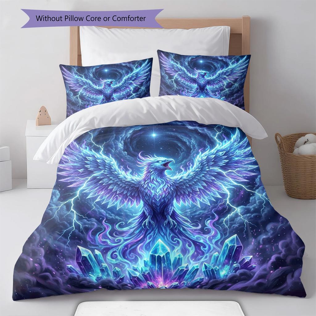 Phoenix Pattern Bedding Quilt Set Quilt Cover Pillowcase Home Decoration Birthday Gift (1 * Duvet Cover + 2 * Pillowcase, Without Core)
