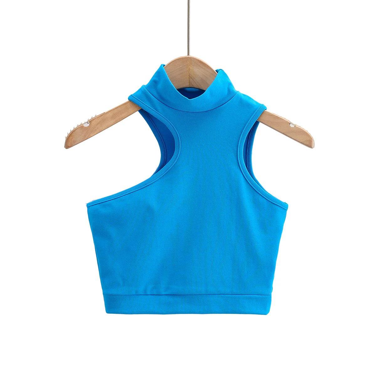 

Дихаючий Безшовний Спортивний Топ для Йоги - Вологовідвідний Нейлон для Фітнесу Large синій