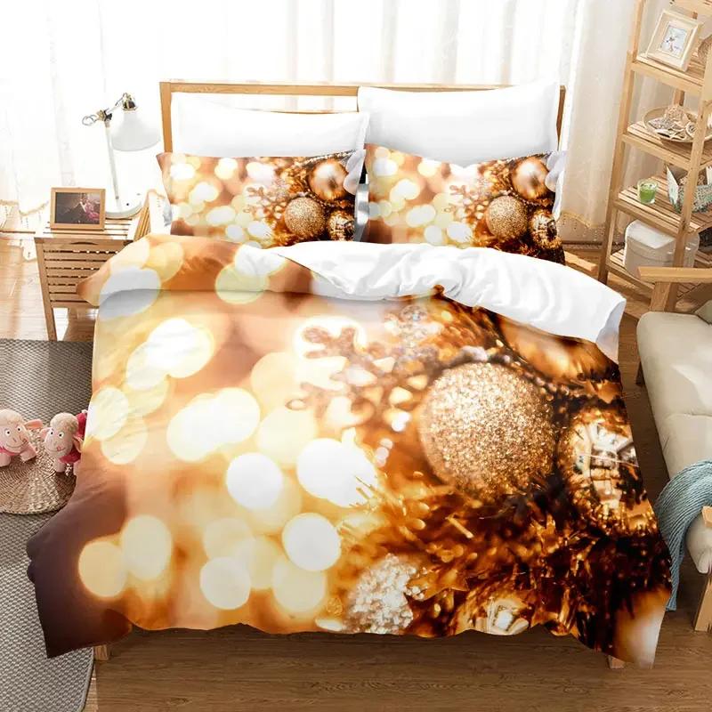 Weihnachtsbettwäsche-Set, Bettbezug, Polyester, Bettdeckenbezug, Kissenbezug, 3D, Queen-Size-Bett, King-Size-Bett, Doppelbett, Full Twin, Single, 3-teilig, 2-teilig, Schlafzimmer