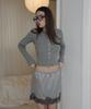 Salon De Yon Banding Lace Satin Skirt_ Gray
