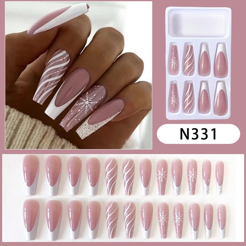 

Европейские и американские рождественские наклейки для накладных ногтей с волновым узором «снежинка», носимые, съемные